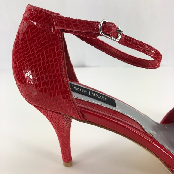 WHBM Jenevieve red leather strappy embellished sandal heels SZ 9 - Picture 5 of 12